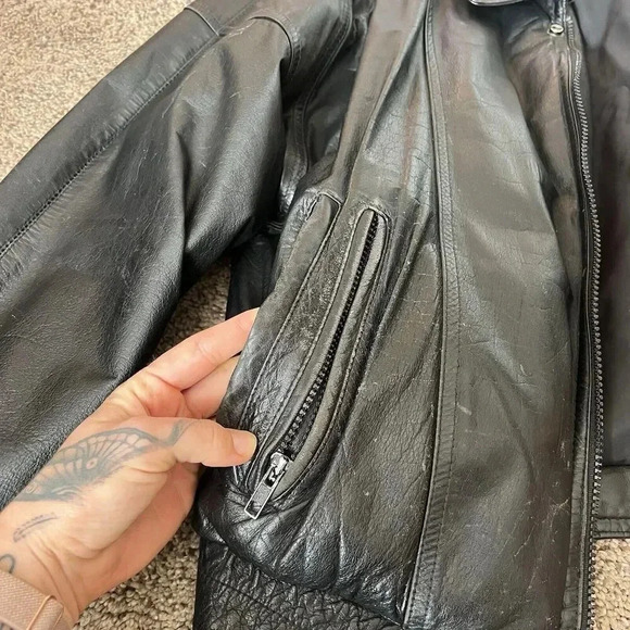 Vintage Leather‎ Jacket Mens Distressed Biker Outdoor Workwear Barn Chore Coat M - Picture 13 of 14